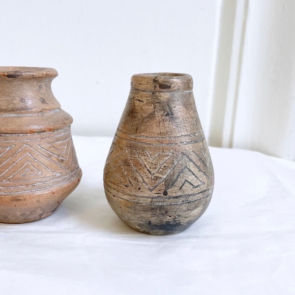 Set/Lot of 3 Pieces Vintage Miniature Clay Ceramic Vases 4in. Tall Art Souza EUC - Picture 7 of 12